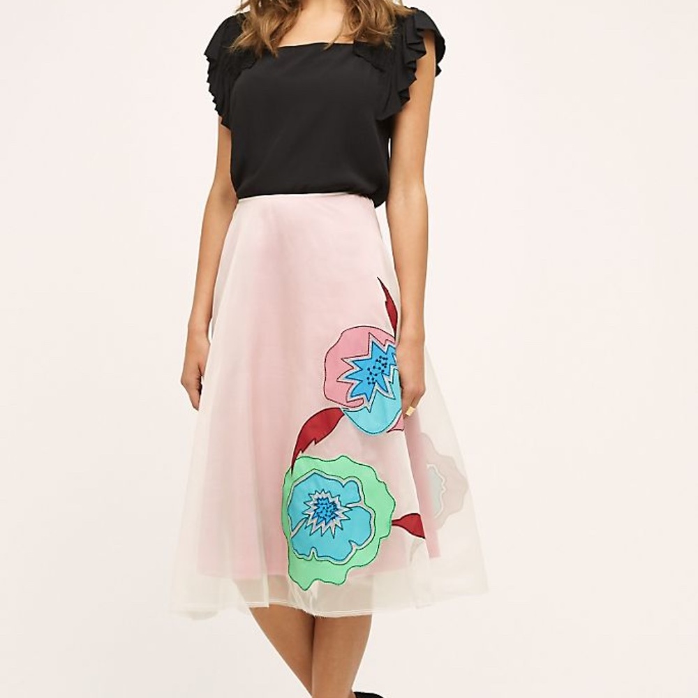 Anthro Casablanca Silk Skirt Plenty By Tracy Reese